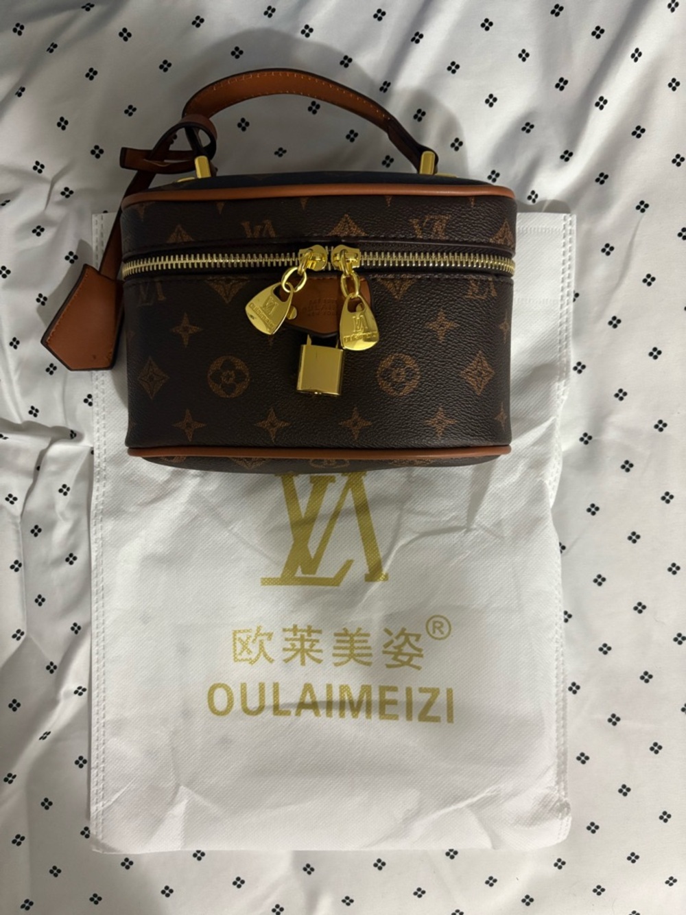 Monogram Brown Top-Handle Vanity Bag - Brown